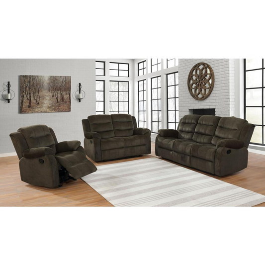 Rodman Upholstered Tufted 3pc Living Room Set Olive Brown