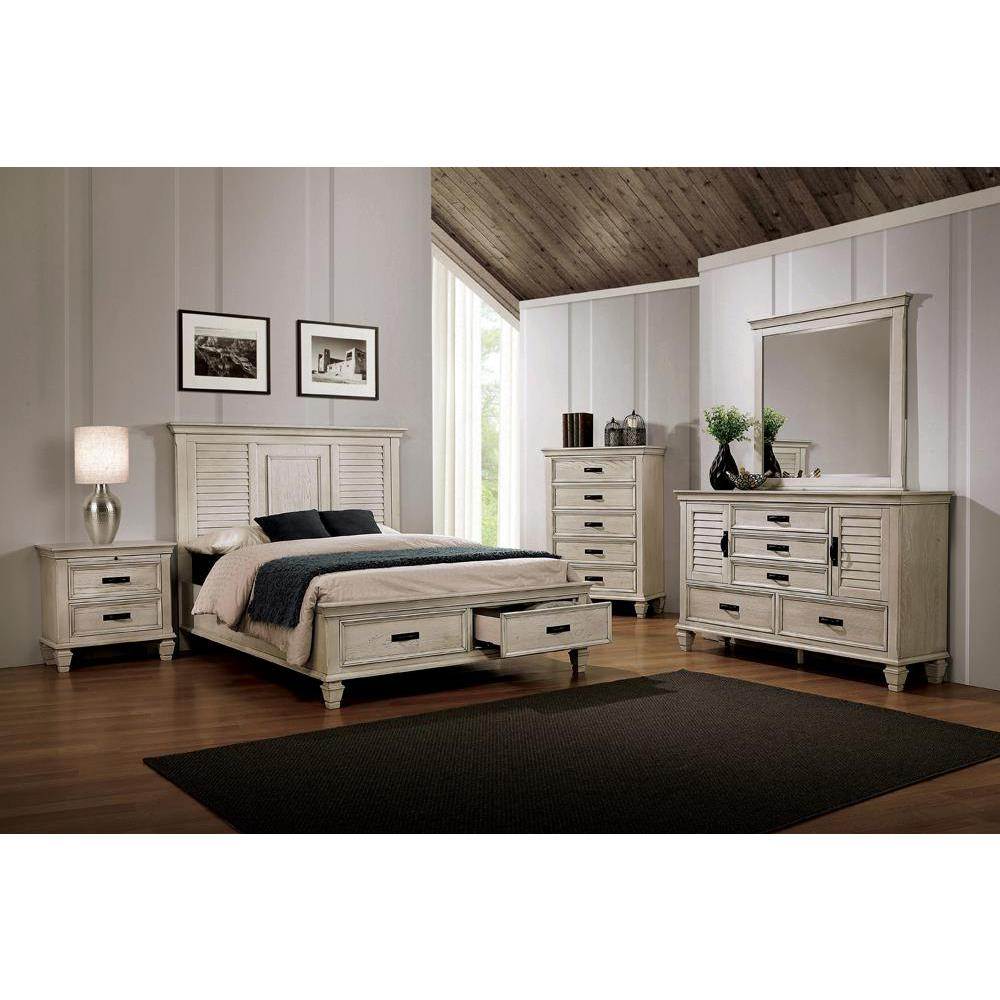 Franco 4-piece Queen Storage Bedroom Set Antique White