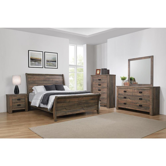 Frederick 4-piece Eastern King Panel Bedroom Set Weathered Oak