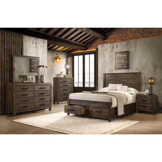 Woodmont 5-piece Queen Platform Bedroom Set Rustic Golden Brown