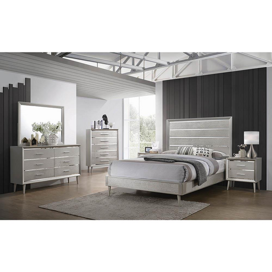 Ramon 4-piece Queen Panel Bedroom Set Metallic Sterling