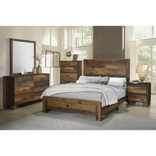 Sidney 4-piece Queen Panel Bedroom Set Rustic Pine