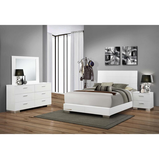 Felicity 4-piece Eastern King Bedroom Set Glossy White