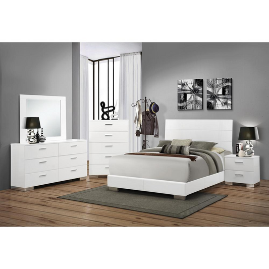 Felicity 5-piece Eastern King Bedroom Set Glossy White