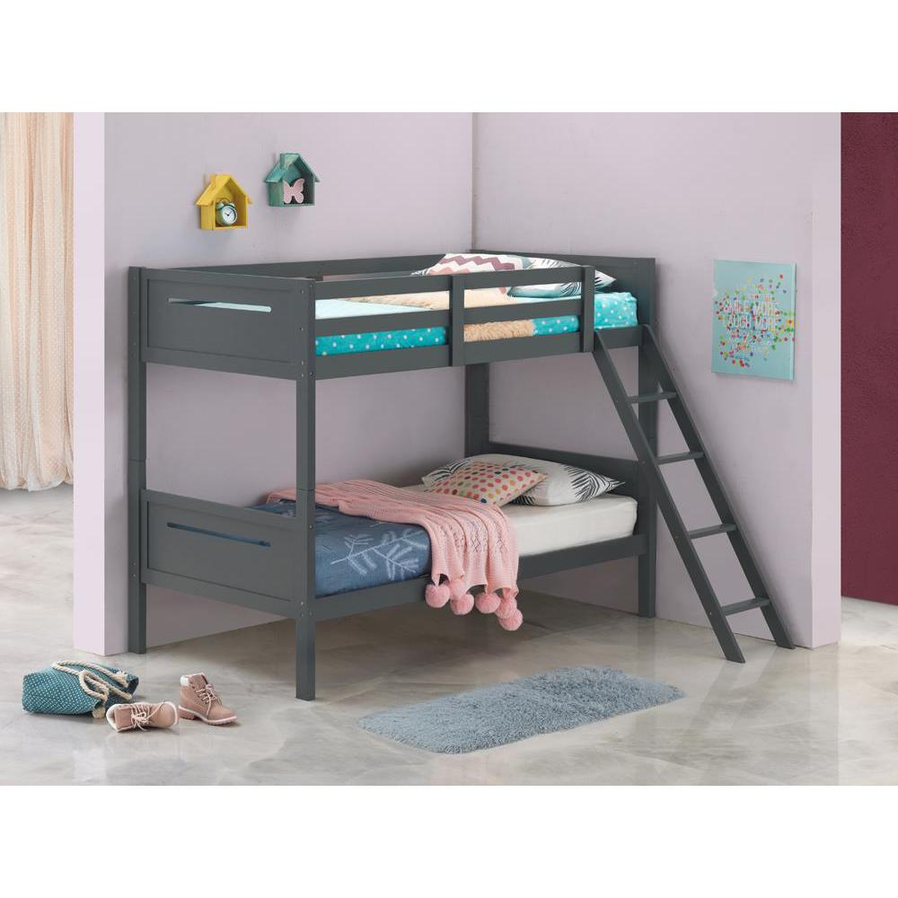 Littleton Twin Over Twin Bunk Bed Grey