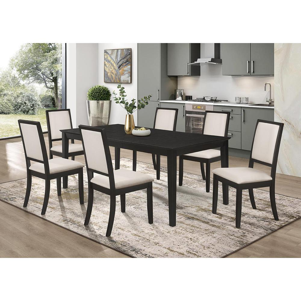 Louise 7-piece Rectangular Dining Set Black and Cream