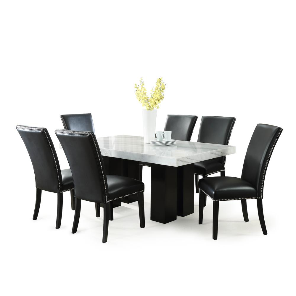 Camila Rectangle Dining Set 7pc - Black Chairs