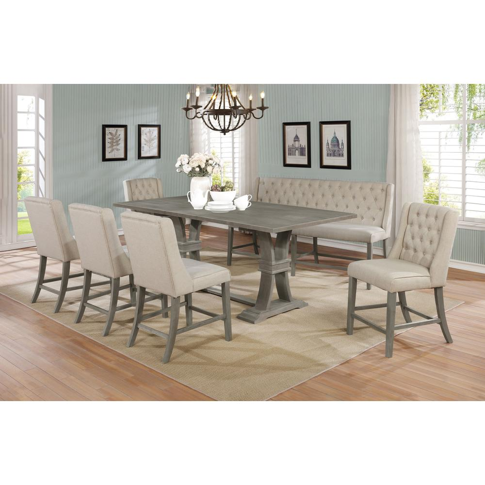 Classic 7pc Dining Set with Extendable Counter Height Dining Table - Beige or Gray