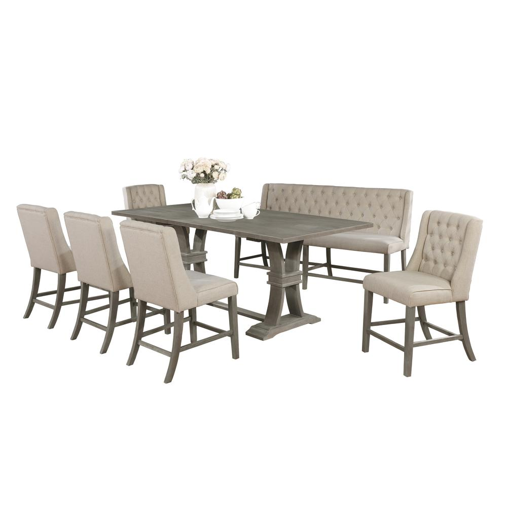 Classic 7pc Dining Set with Extendable Counter Height Dining Table - Beige or Gray