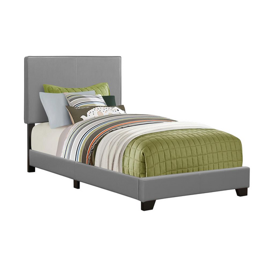 Grey Upholstered Twin Size Bed | Transitional Bedroom Furniture