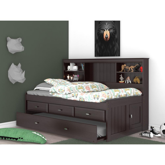 Twin Daybed with Three Drawer Storage Unit and Twin Sized Trundle