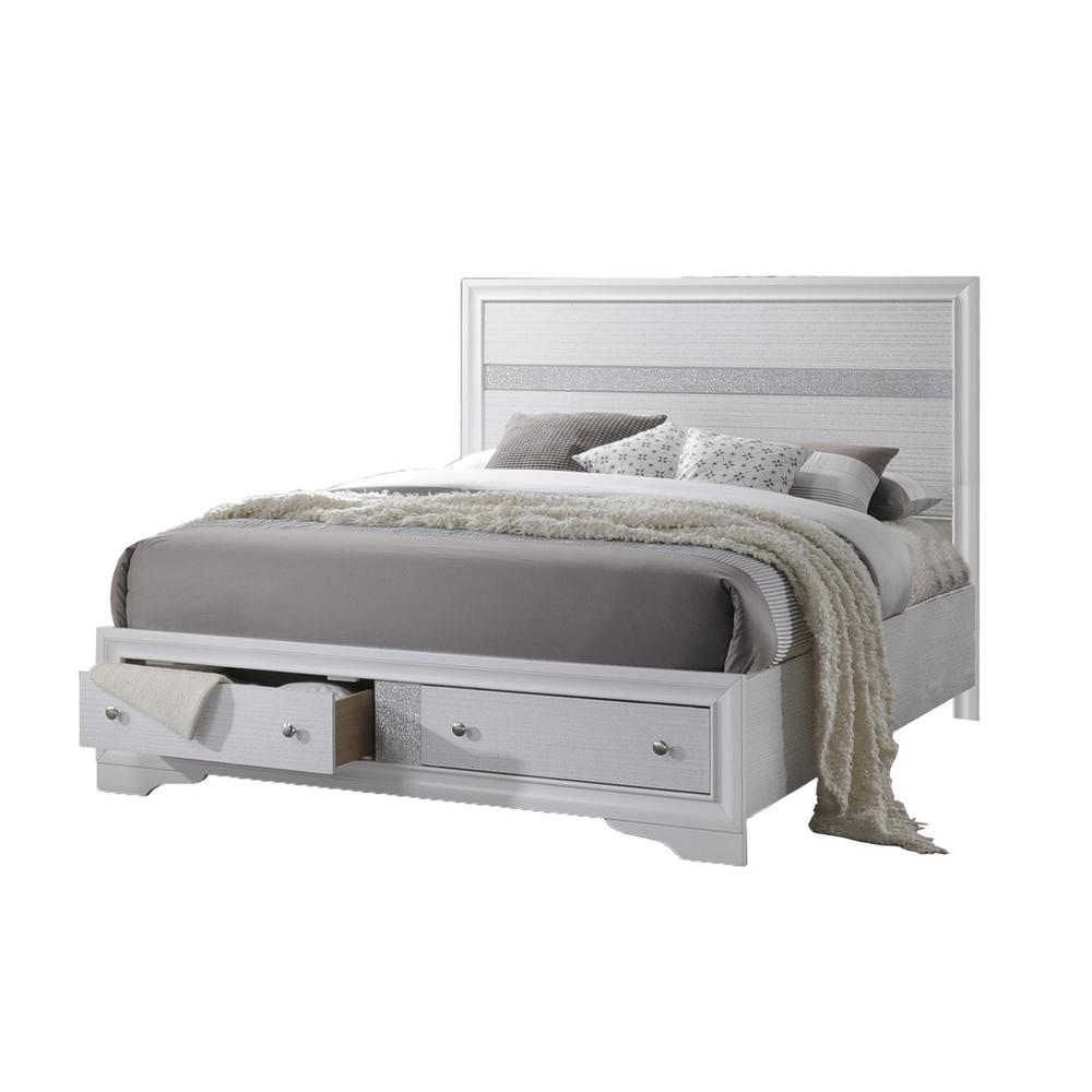 Catherine White 5 Piece Bedroom Set with extra Nightstand, Queen