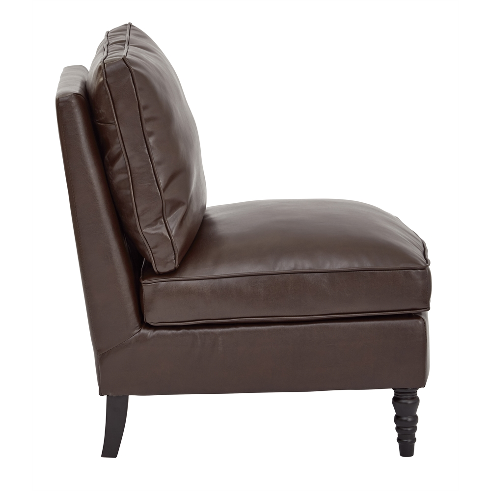 Martin Accent Chair - Cocoa Bonded Leather, Solid Wood Legs | Buy Online