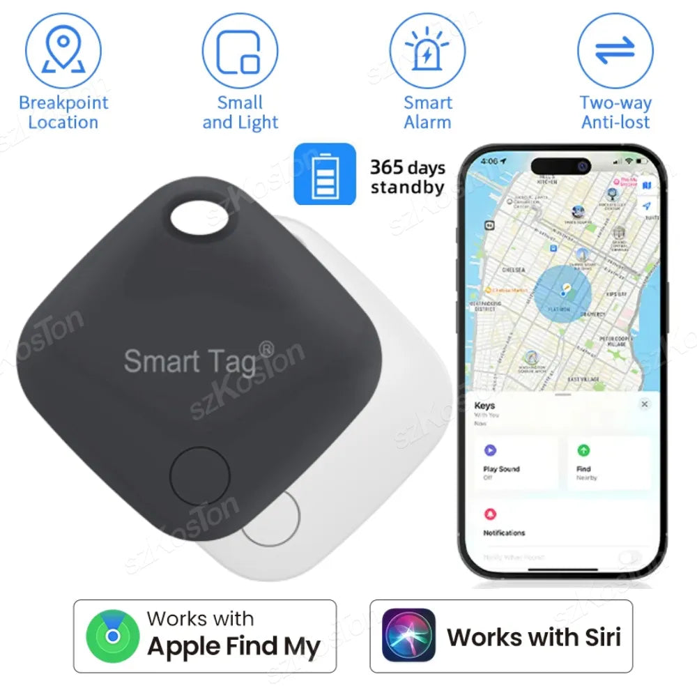 Long Distance Smart Tag GPS Tracker for Air Tag Key Finder Pet Wallet Bike Anti-lost Alarm Mini Locator Works with iOS Find My