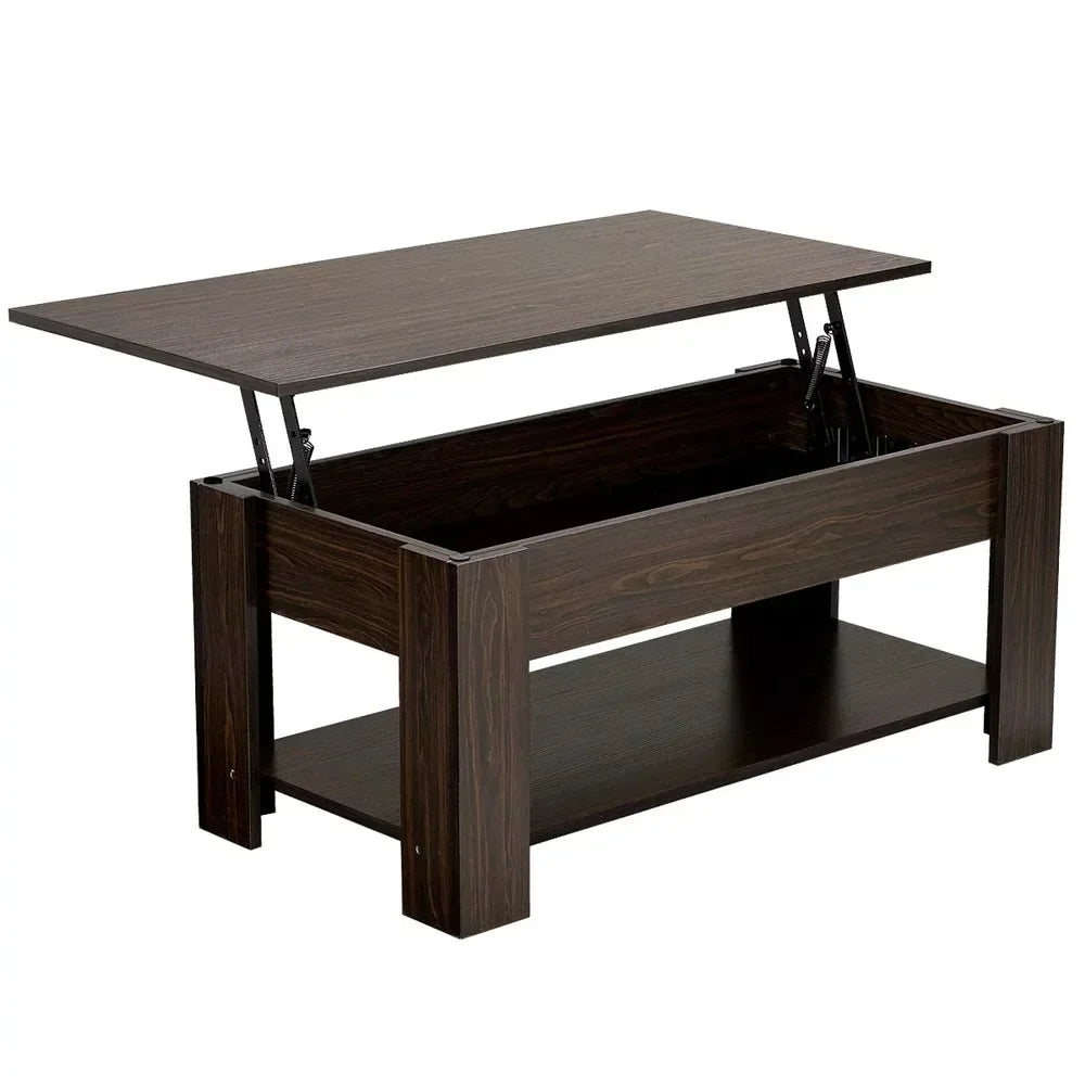 Easyfashion Modern 38.6" Rectangle Wooden Lift Top Coffee Table with Lower Shelf, Multiple Colors and Sizes 38.6" Wide