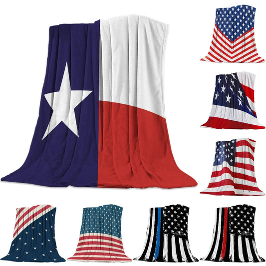 Texas State Flag Red White Blue Bed Cover Blanket Travel Fleece Throw Blanket Cover All-Season Cozy Breathable Comfort Warm Cozy