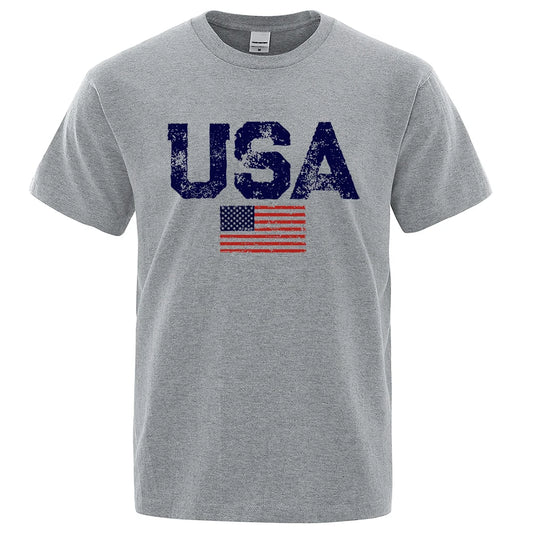 Vintage Usa Flag Street Print Male T Shirts Hip Hop Street Tshirt Summer Casual Cotton Tops large size Breathable Tee Clothes