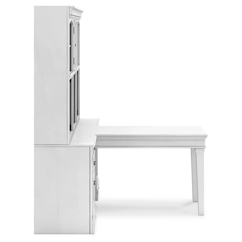 Whitewash Traditional Bookcase  home office desk, drawer base, bookcase base, door hutch and 2 bookcase