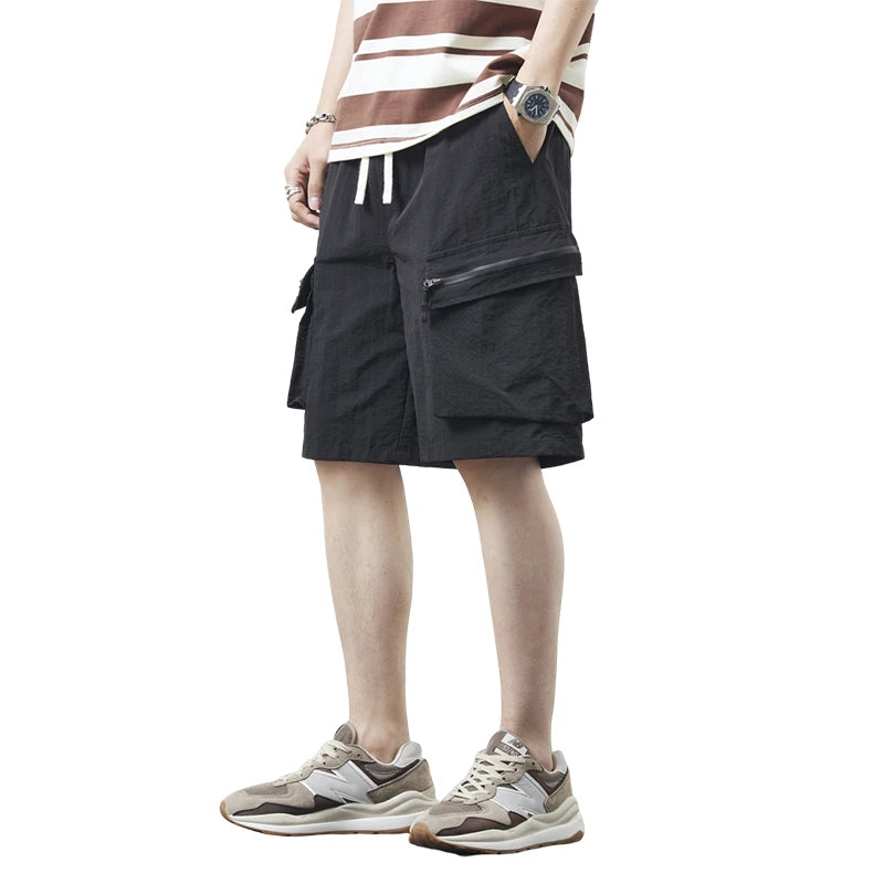 Summer New Plus Size 8XL Men's Baggy Casua Shorts Straight Leg Shorts Fashionable Wide-leg Shorts Elastic Waist Streetwear