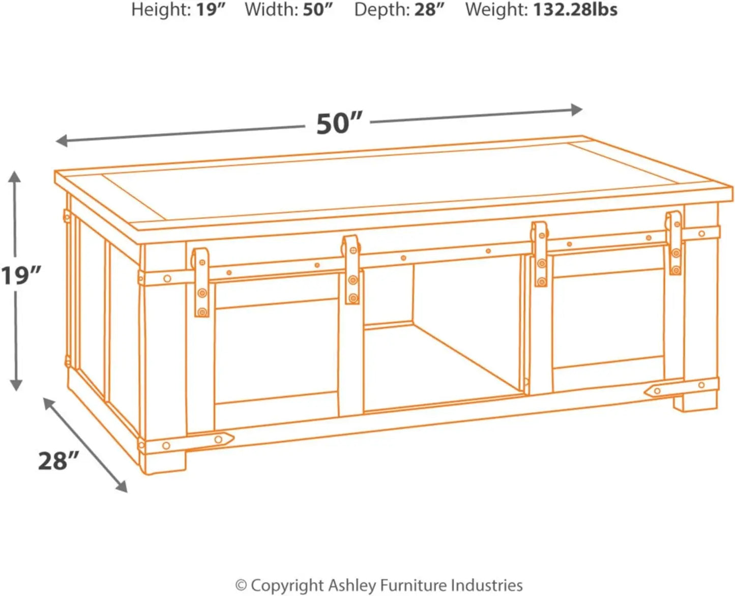 Signature Design by Ashley Budmore Farmhouse Coffee Table with Sliding Barn Doors, Brown