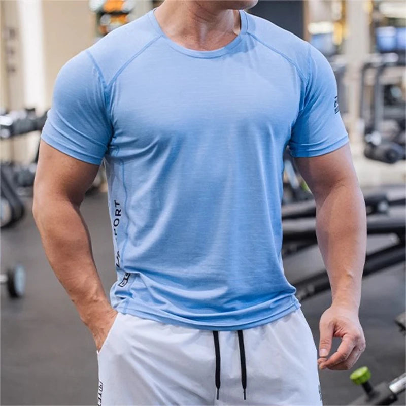 Men's Casual Short Sleeve Tops Loose Sports T-shirts Running Fitness Breathable T-shirt O Neck Tees Male Summer Quick-dry Tshirt