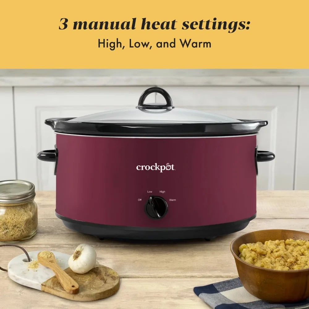 Crockpot 8-Quart Manual Slow Cooker, Rhubarb