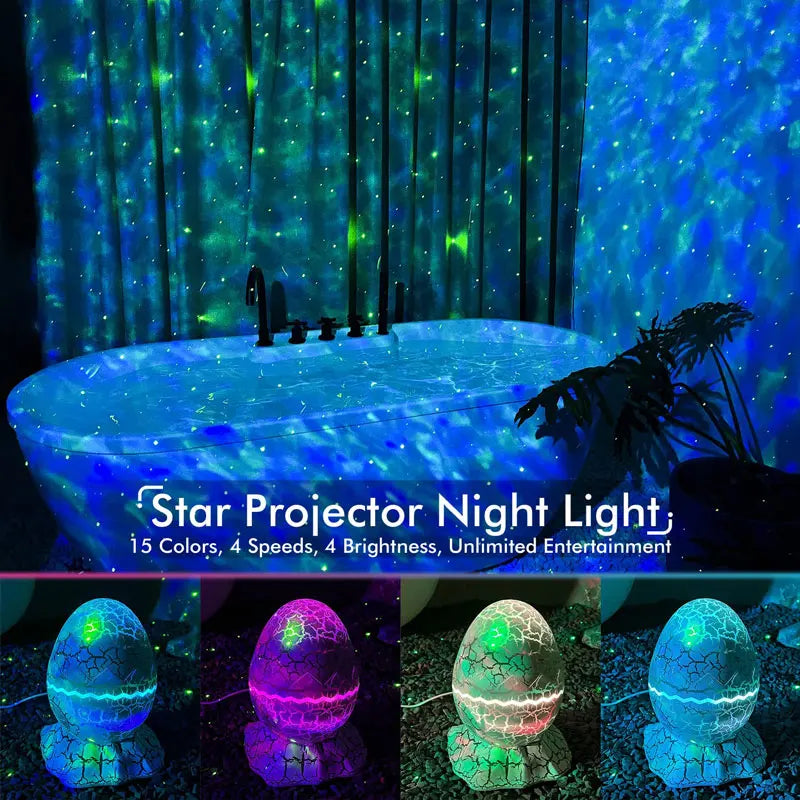 Dinosaur Eggshell Galaxy Projector Starry Sky Night Light Bluetooth Speaker Cute Game Room Decoration Children's Gift LED Nebula