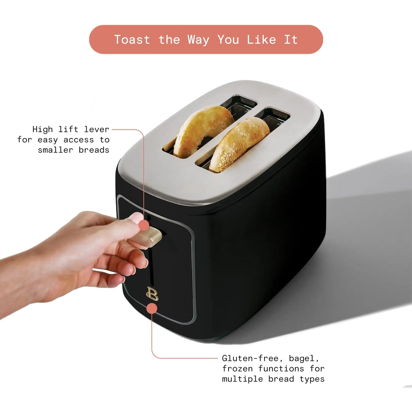 Beautiful 2 Slice Touchscreen Toaster, Black Sesame by Drew Barrymore