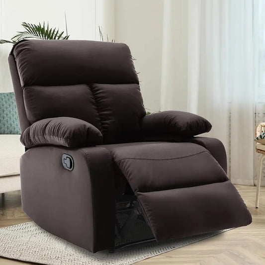 Manual Recliner Chair, Small Single Sofa Recliner with Overstuffed Arms and Back, Reclining Chairs for Living Room, Bedro