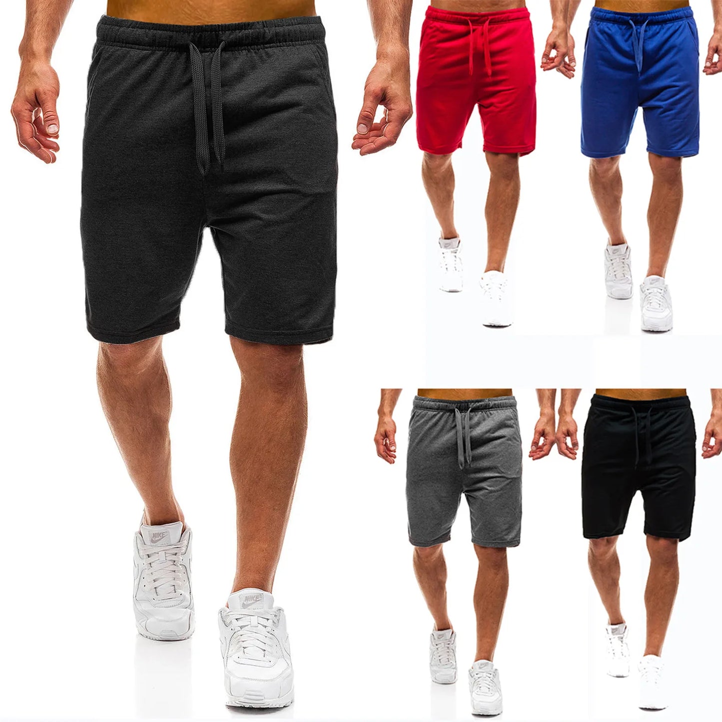 2024 new Summer Men’s Fashion Jogger Sweat Shorts Undershirt Casual Solid Color Gym Running Workout Athletic Pants Male Shorts