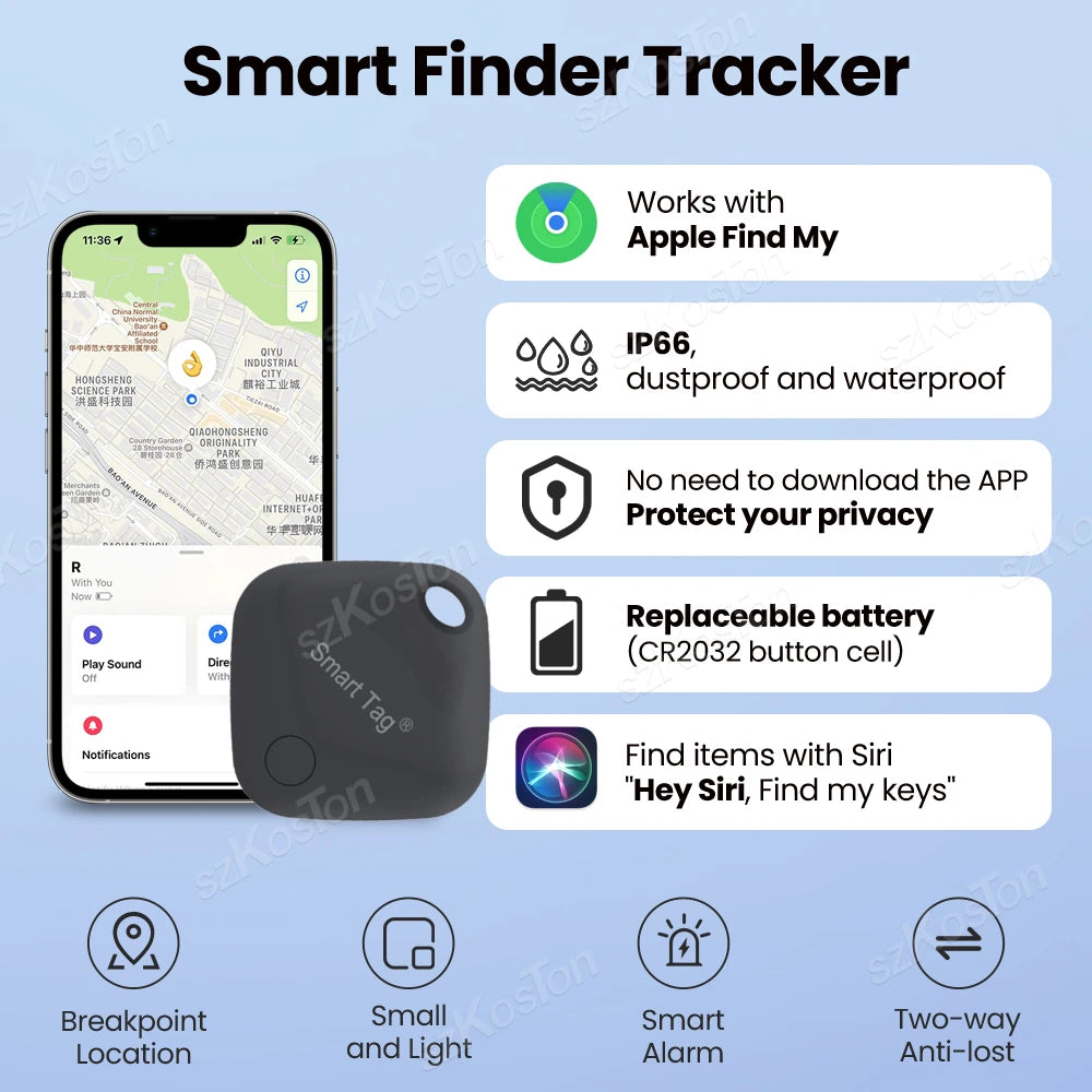 Long Distance Smart Tag GPS Tracker for Air Tag Key Finder Pet Wallet Bike Anti-lost Alarm Mini Locator Works with iOS Find My