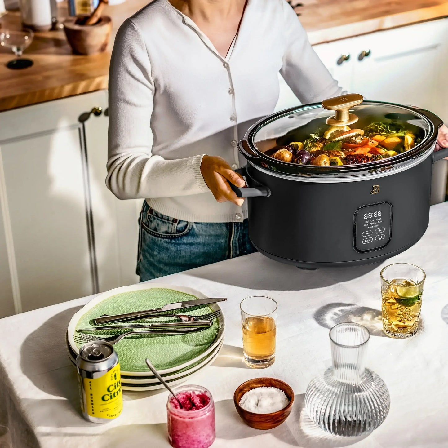 Beautiful 6 Quart Programmable Slow Cooker, Black Sesame by Drew Barrymore