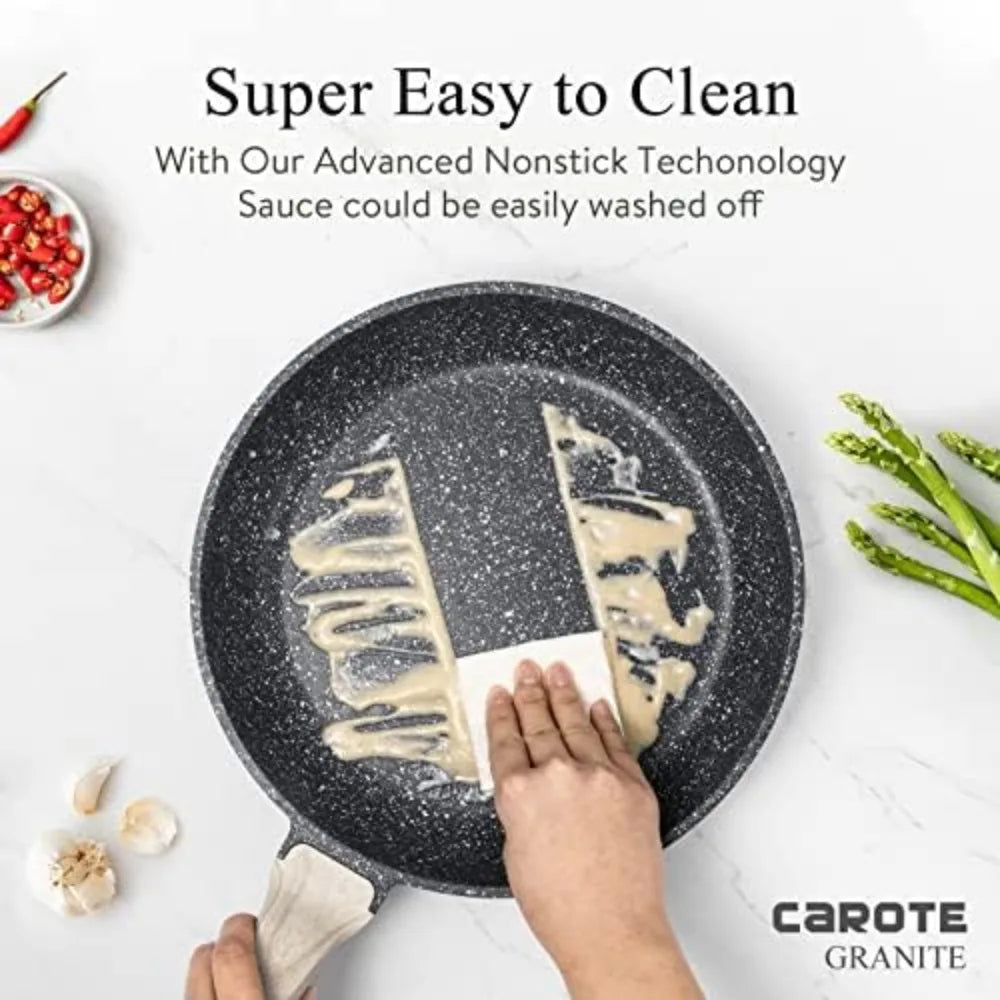 Carote Nonstick Granite Cookware Sets 10 Pcs Stone Cookware Set,non stick frying pan set, pots and pans set