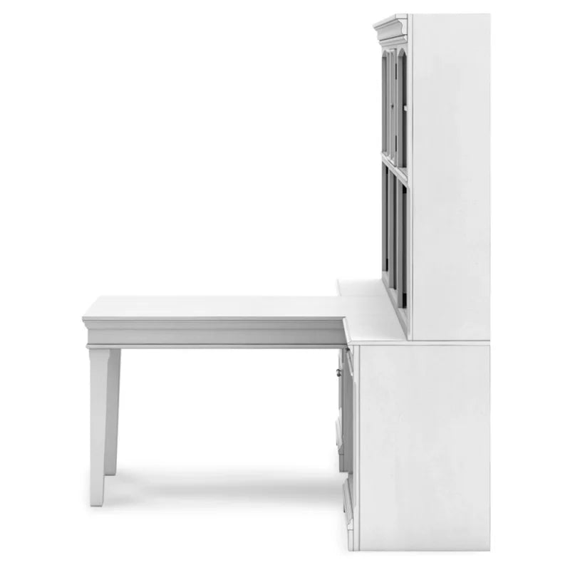 Whitewash Traditional Bookcase  home office desk, drawer base, bookcase base, door hutch and 2 bookcase