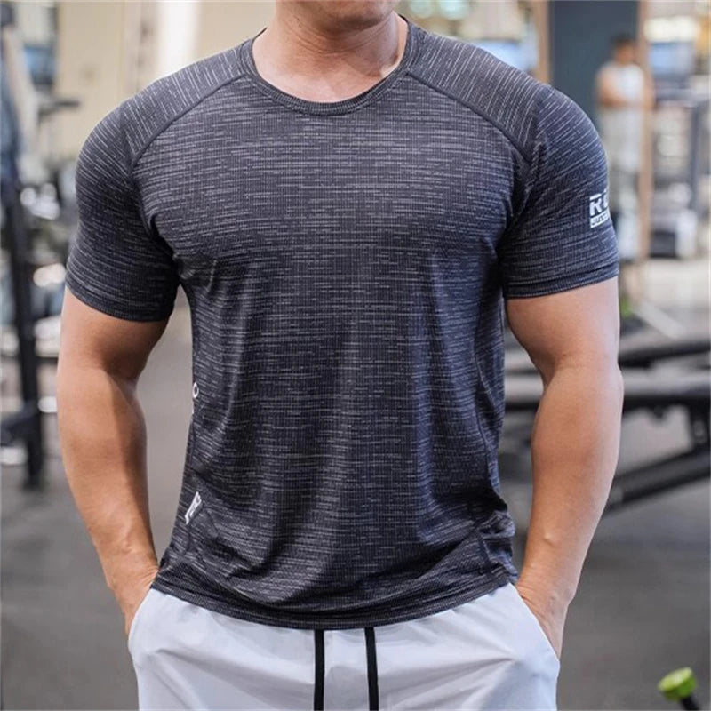 Men's Casual Short Sleeve Tops Loose Sports T-shirts Running Fitness Breathable T-shirt O Neck Tees Male Summer Quick-dry Tshirt