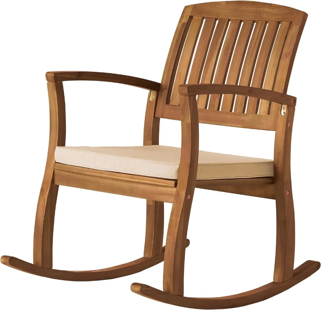 Selma Acacia Rocking Chairs with Cushions, 2-Pcs Set, Teak Finish ACACIA WOOD