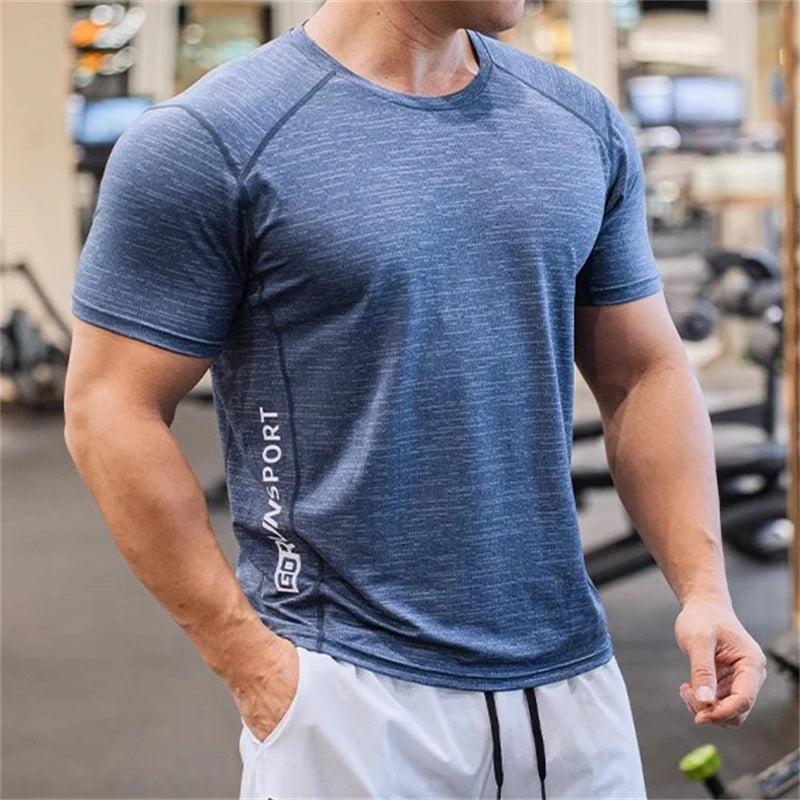 Men's Casual Short Sleeve Tops Loose Sports T-shirts Running Fitness Breathable T-shirt O Neck Tees Male Summer Quick-dry Tshirt