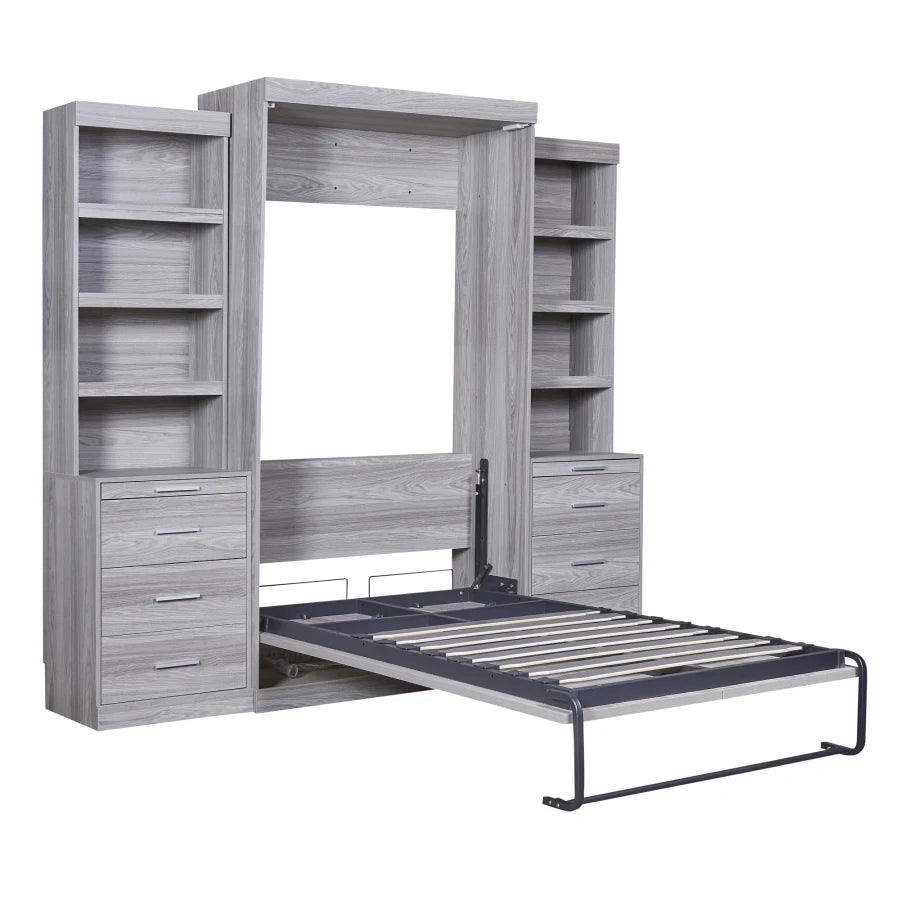 Murphy Bed,Folding Bed with Multiple Storage Shelves & Drawers,Folded into a cabinet,Space-saving