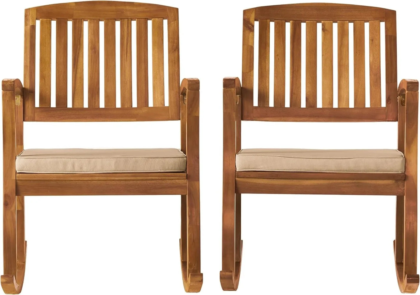 Selma Acacia Rocking Chairs with Cushions, 2-Pcs Set, Teak Finish ACACIA WOOD