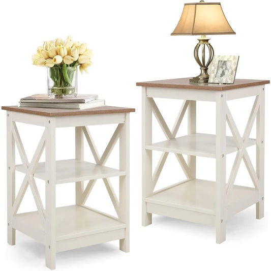 End Table for Living Room End Table Living Room Set of 2 - Side Table for Small Spaces Farmhouse Bedside Coffee Sofa Home