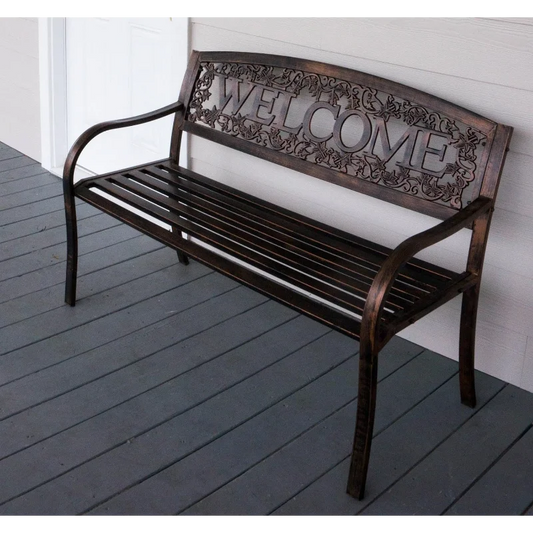 Metal Welcome Outdoor Bench