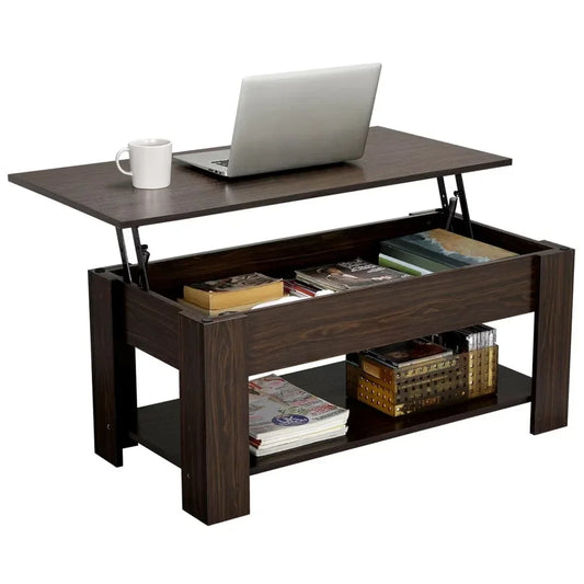 Easyfashion Modern 38.6" Rectangle Wooden Lift Top Coffee Table with Lower Shelf, Multiple Colors and Sizes 38.6" Wide