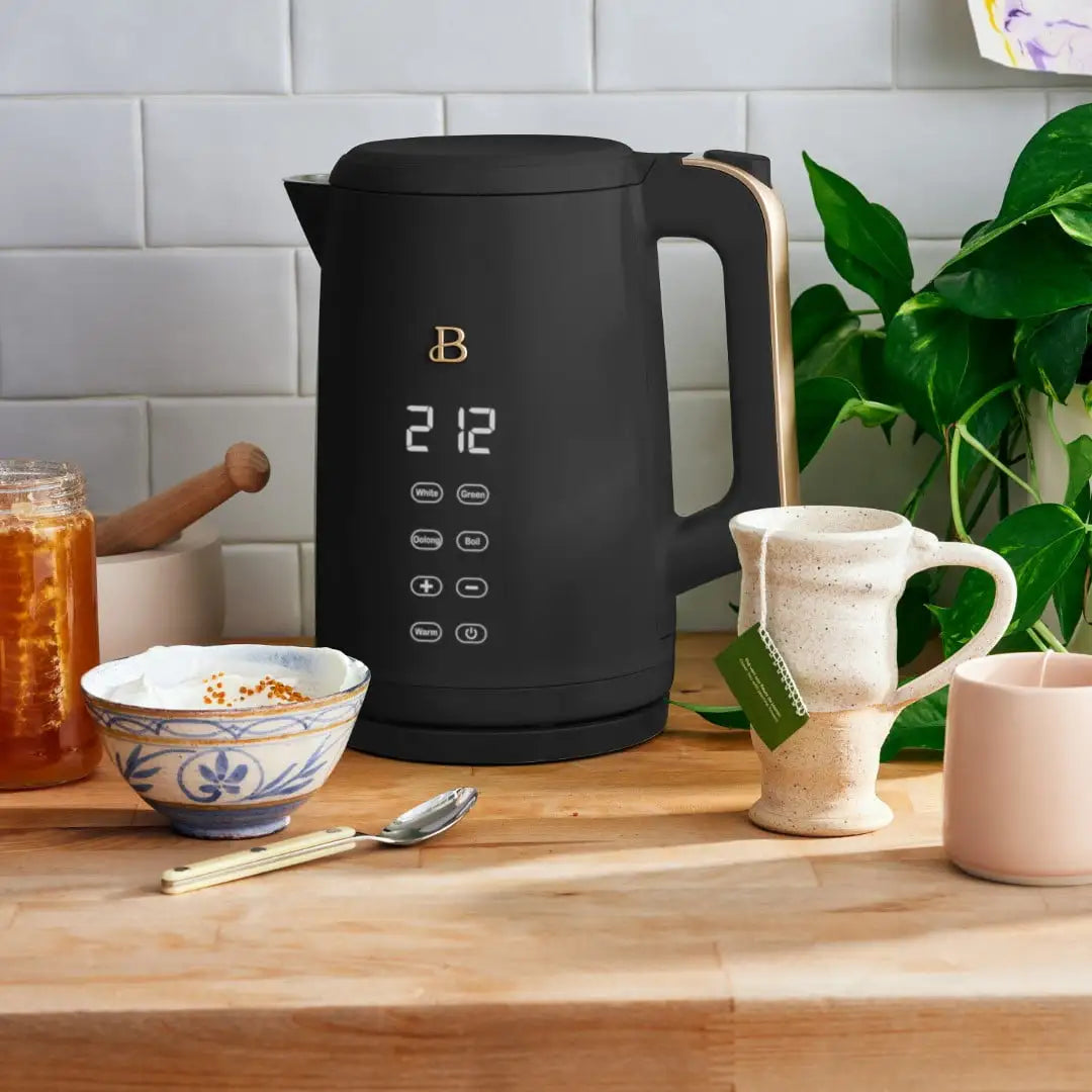 Beautiful 1.7 Liter One-Touch Electric Kettle, Black Sesame by Drew Barrymore