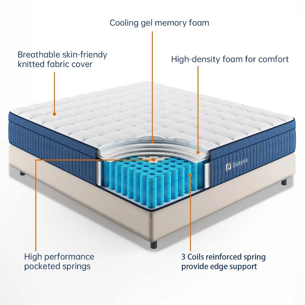 2024 New Gel Memory Foam and Pocket Spring Hybrid Mattress