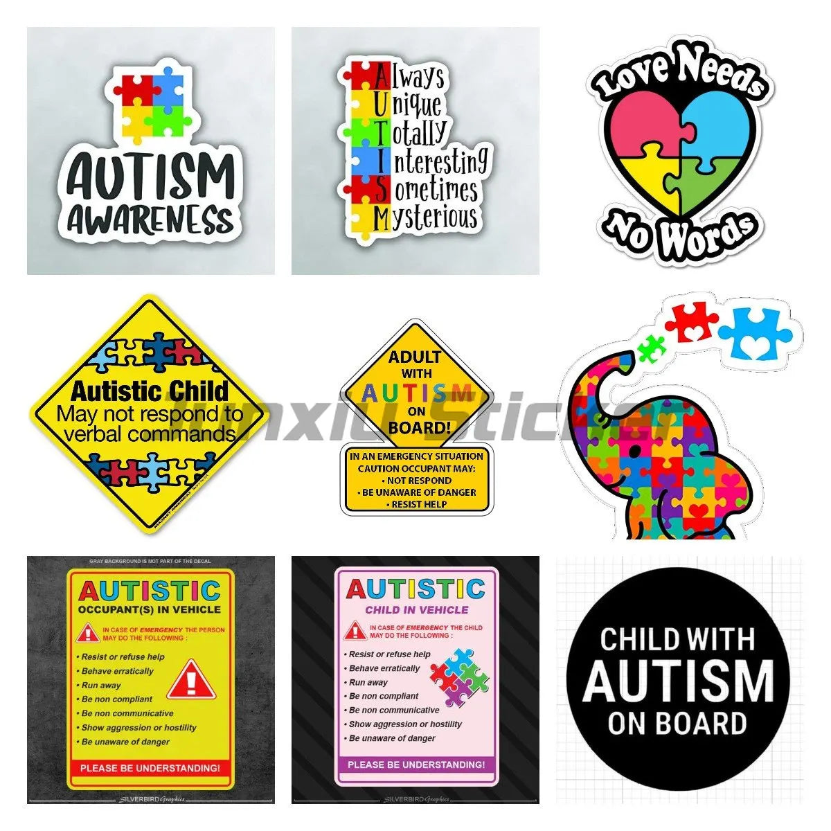 Autism Awareness Autism Alert Response Puzzle Piece Car Laptop Helmet Trunk Wall Sticker