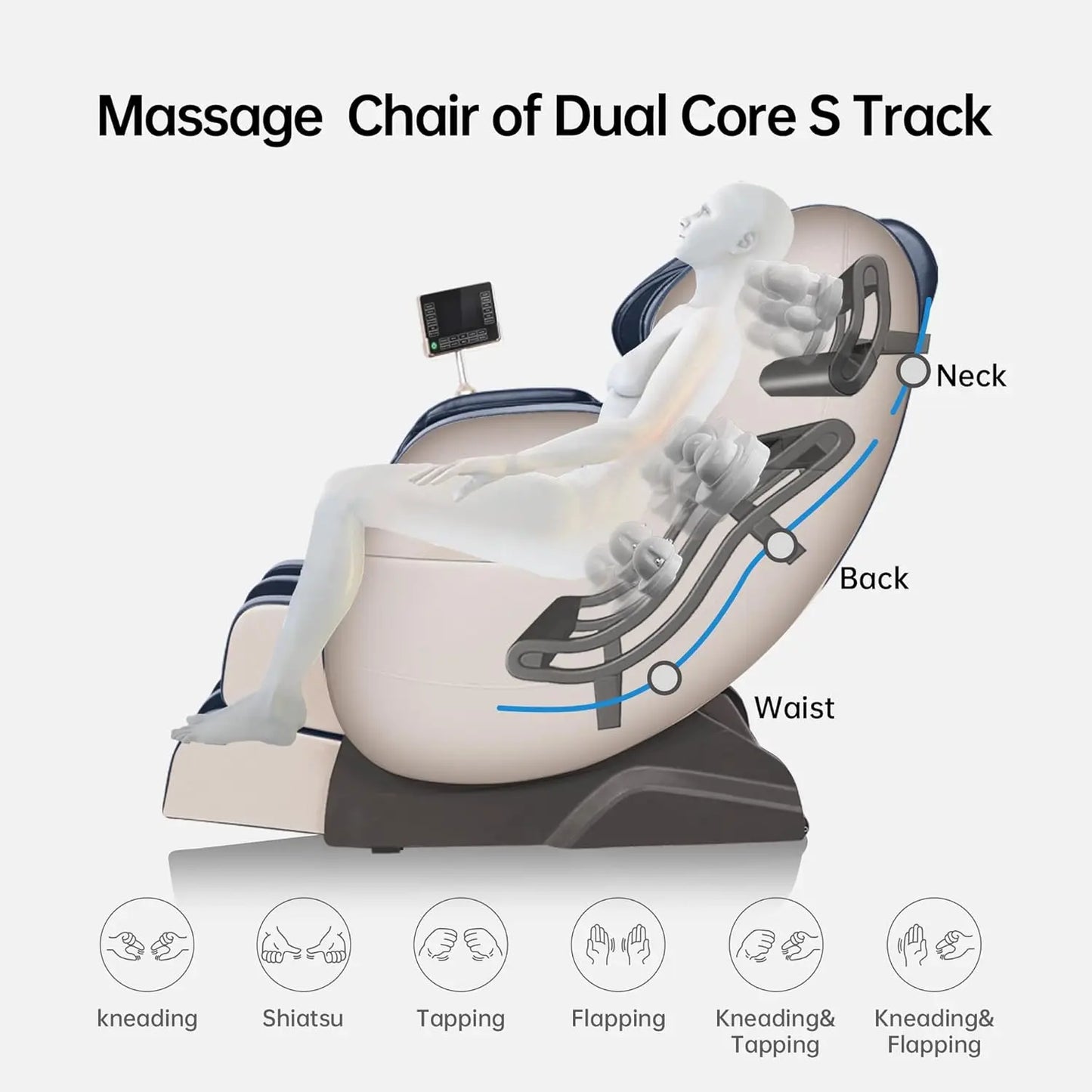 Real Relax 2024 Massage Chair of Dual-core S Track, Full Body Massage Recliner of Zero Gravity with APP Control, Khaki sofa