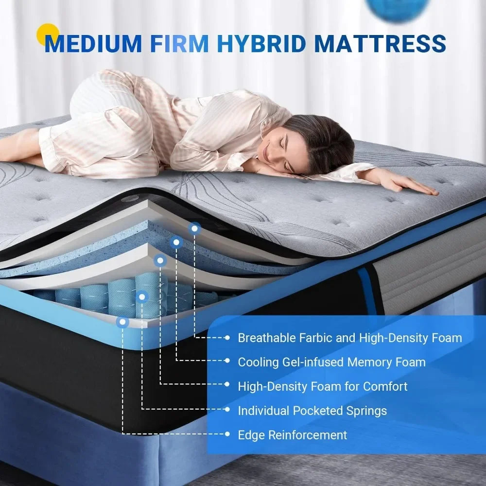 12 Inch Twin XL Mattress in a Box Mattresses for Sleeping King Size Mattress Matress Bed Queen Full Bedroom Furniture Home