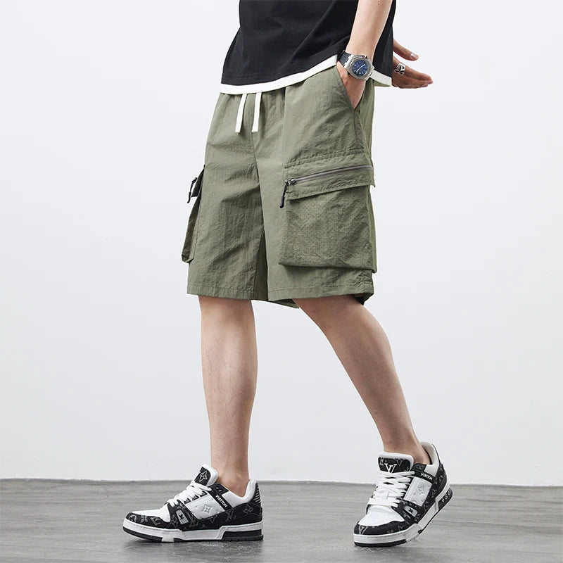 Summer New Plus Size 8XL Men's Baggy Casua Shorts Straight Leg Shorts Fashionable Wide-leg Shorts Elastic Waist Streetwear