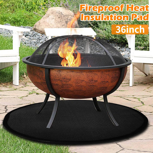 Fire Pit Fireproof Mat Round Stove Fire Mat Reusbable Grill Deck Protector Heat Resistant Fireproof Pad Camping BBQ Accessories