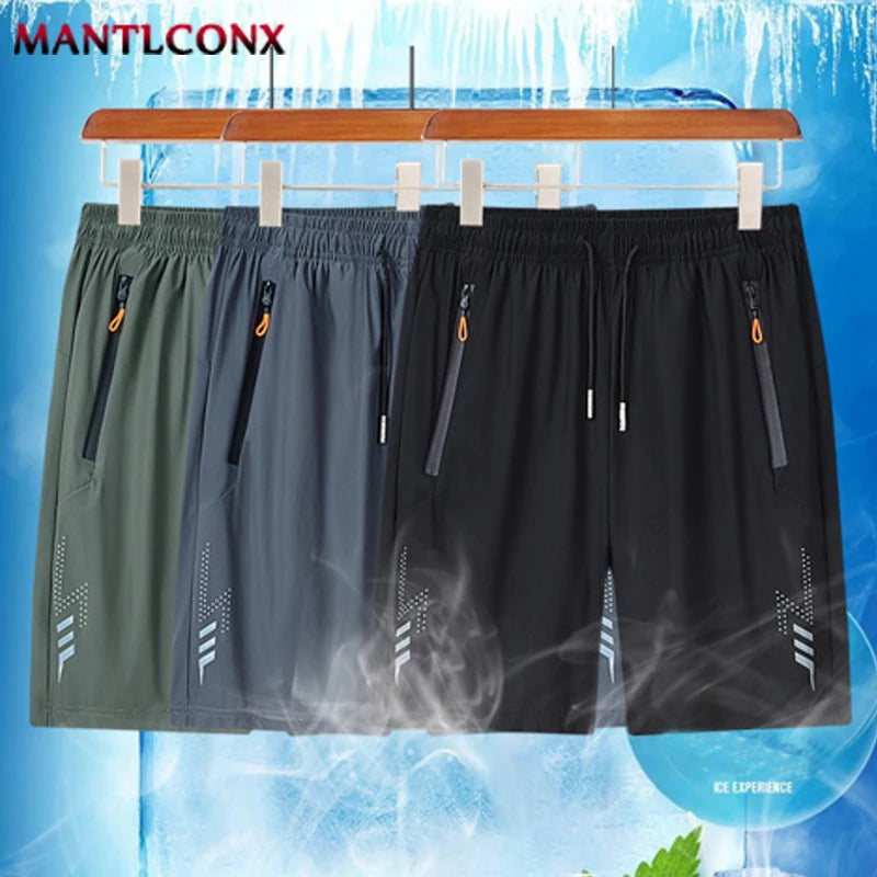 Solid Men's Beach Shorts Sports Short Pants Jogging Running Quick Dry Board Shorts Men Summer Thin Zipper Pockets Loose Bottom